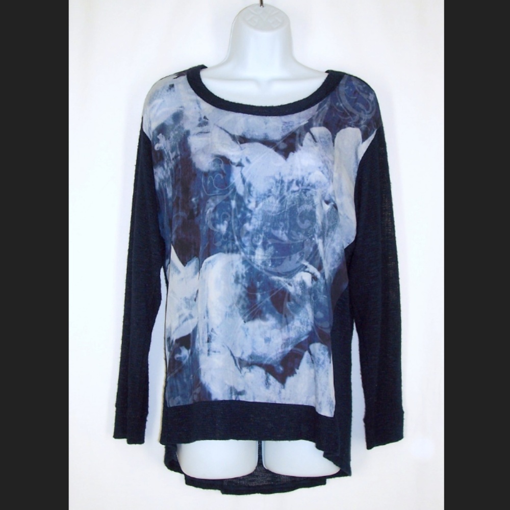 DressBarn Blue Floral Sweater Top M